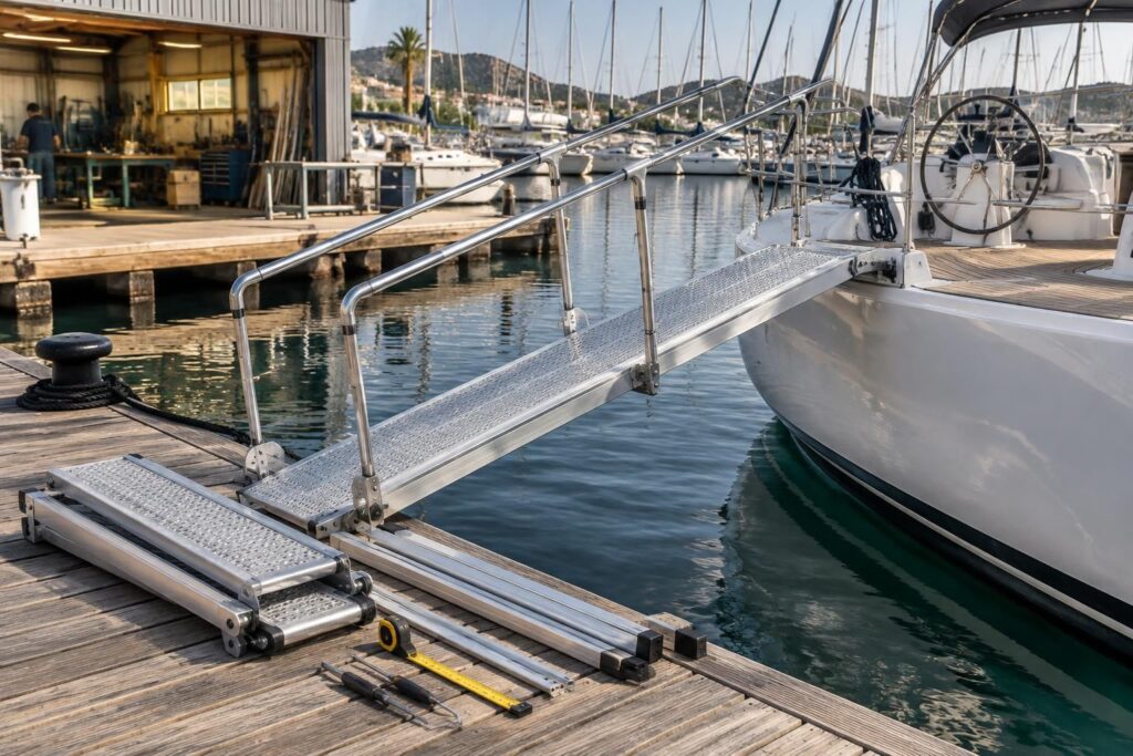 Passerelle aluminium : choix, dimensions et occasions pour bateau ou sur mesure